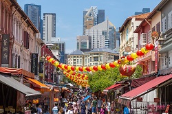 large markets in Singapore are a culmination of religion, culture, and locally-grown food for sale